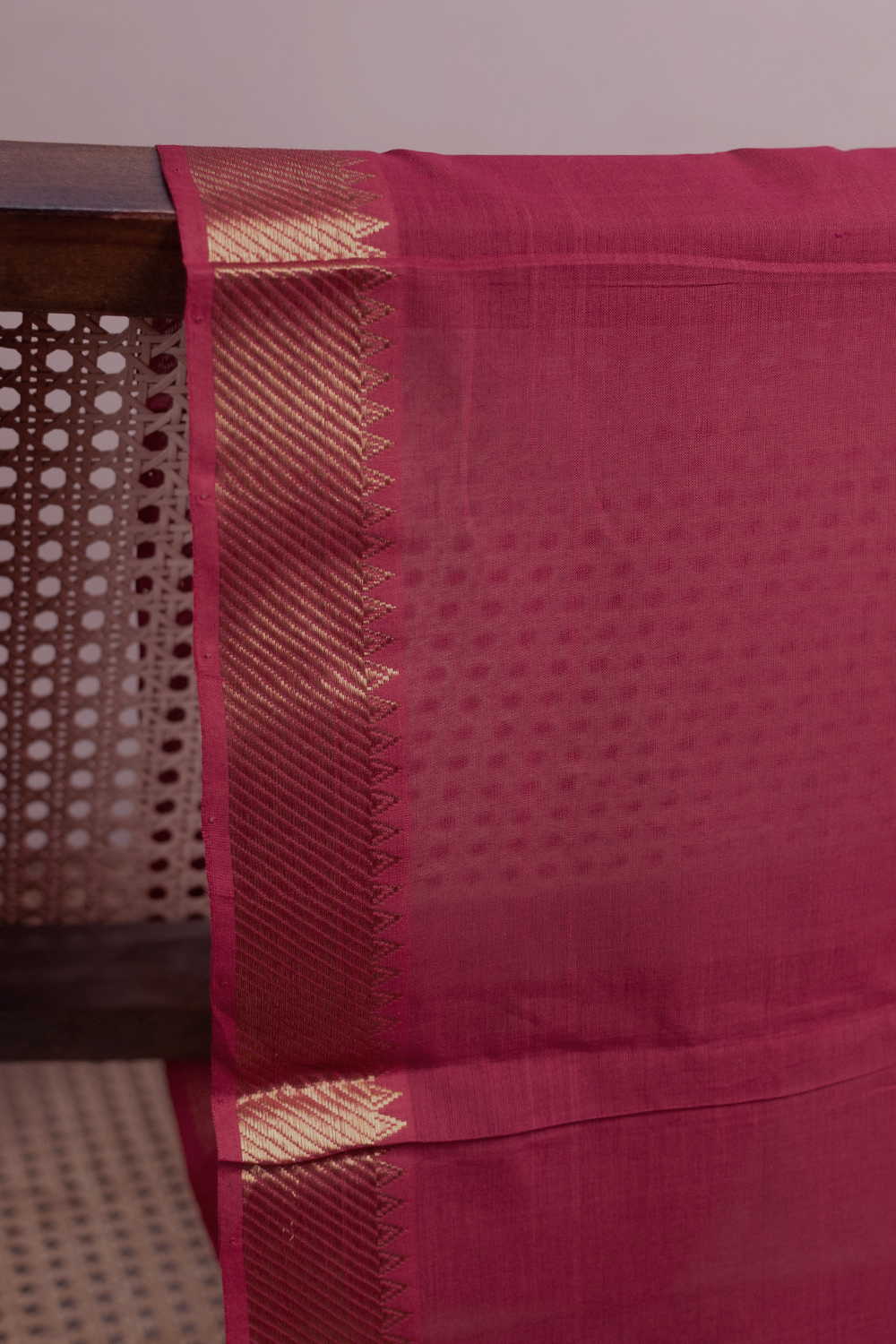 Deep Garnet Maroon Mangalagiri Cotton Fabric - Image 3