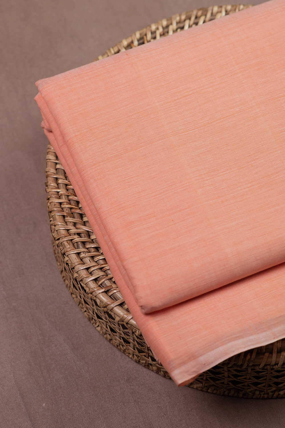 Bright Peach Mangalagiri Cotton Fabric