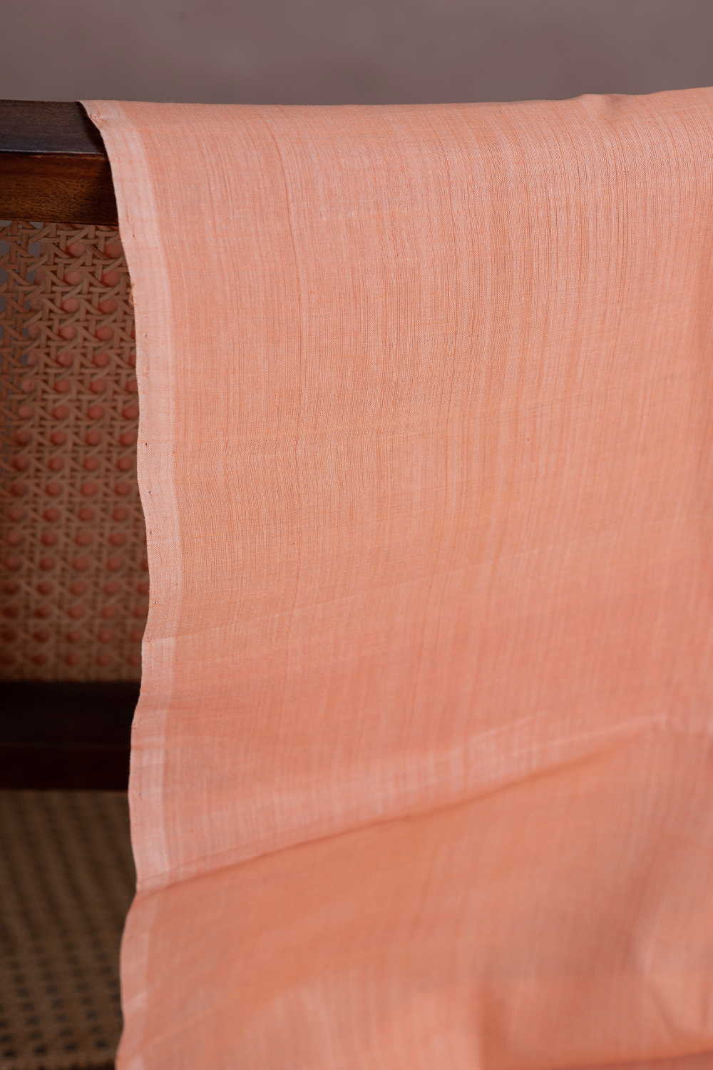 Bright Peach Mangalagiri Cotton Fabric - Image 2