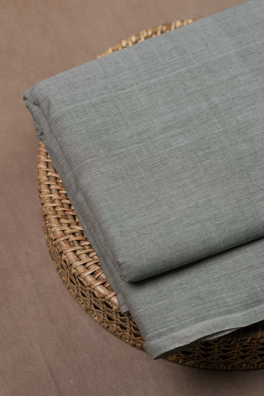 Greenish Grey Mangalagiri Cotton Fabric - Image 2