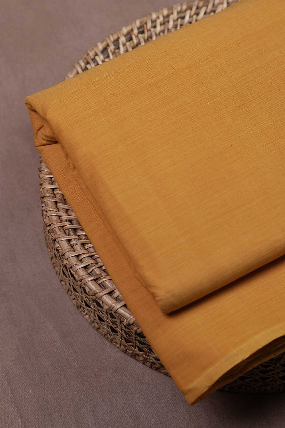 Turmeric Yellow Mangalagiri Cotton Fabric - Image 3