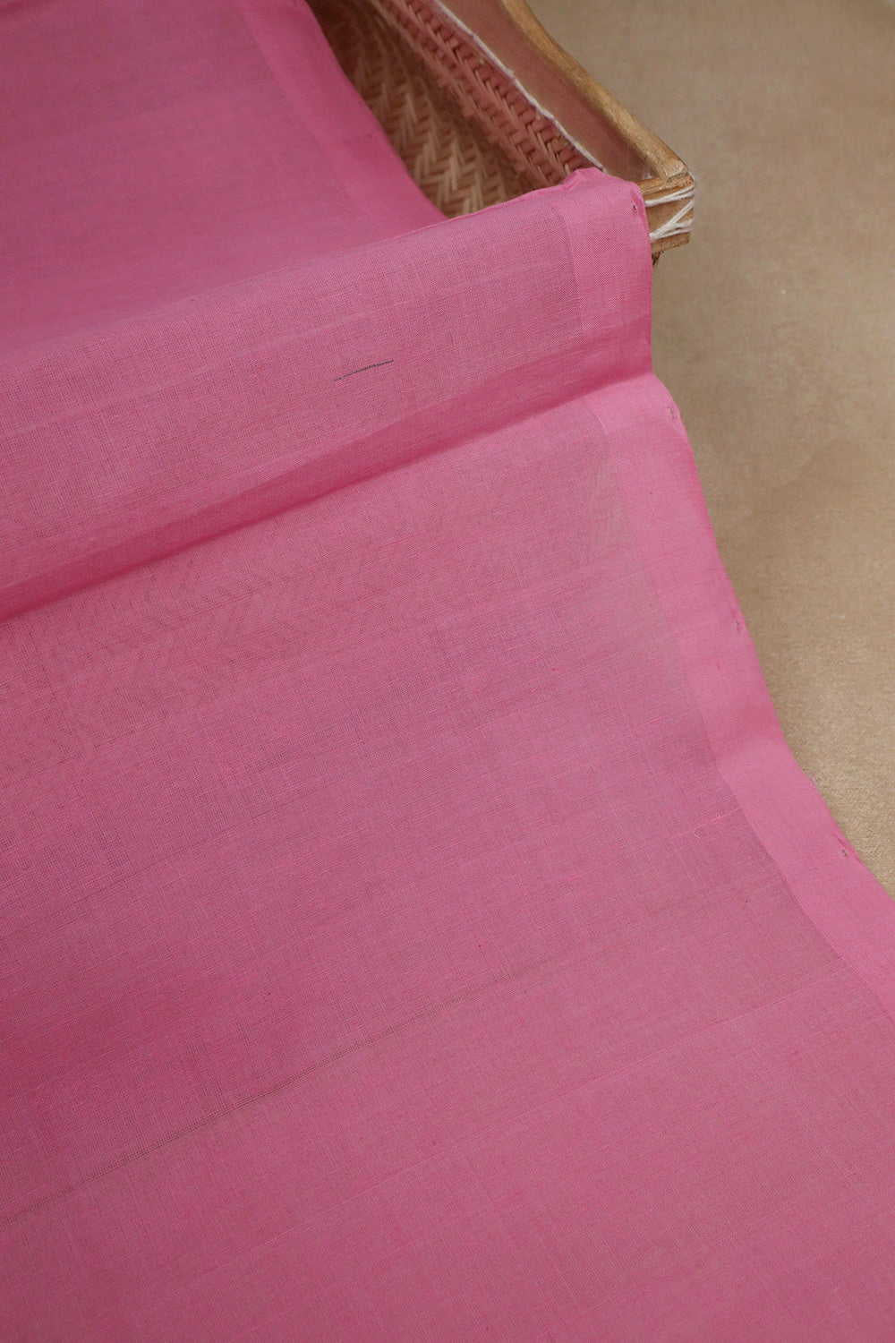 Plain Pink Mangalagiri Cotton Fabric - Image 3