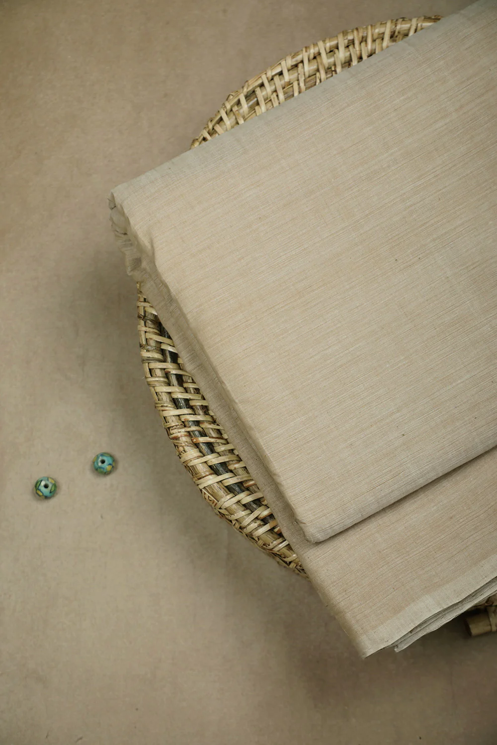 Creamy Beige Mangalagiri Cotton Fabric - 0.5m