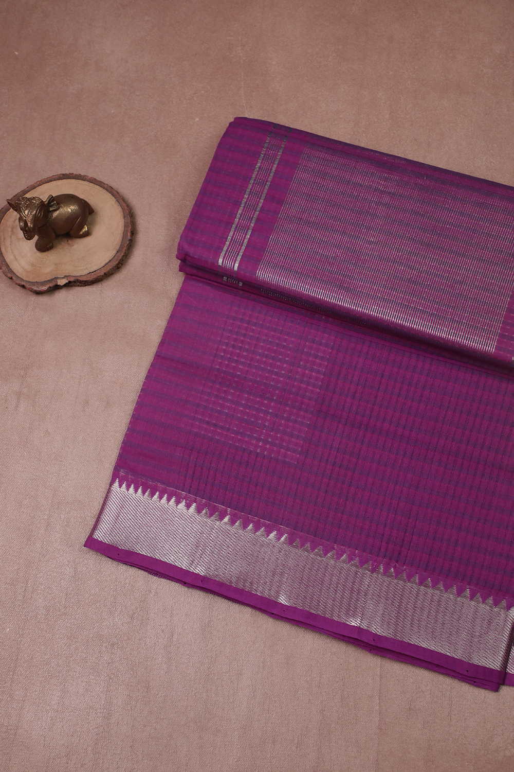 Magenta Pink Mangalagiri Cotton saree with Zari Border