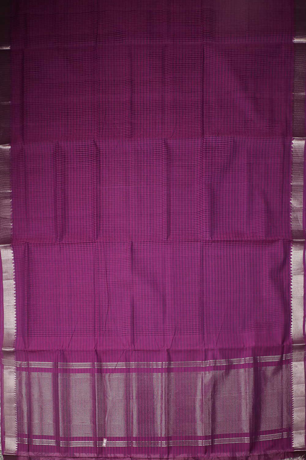 Magenta Pink Mangalagiri Cotton saree with Zari Border - Image 2