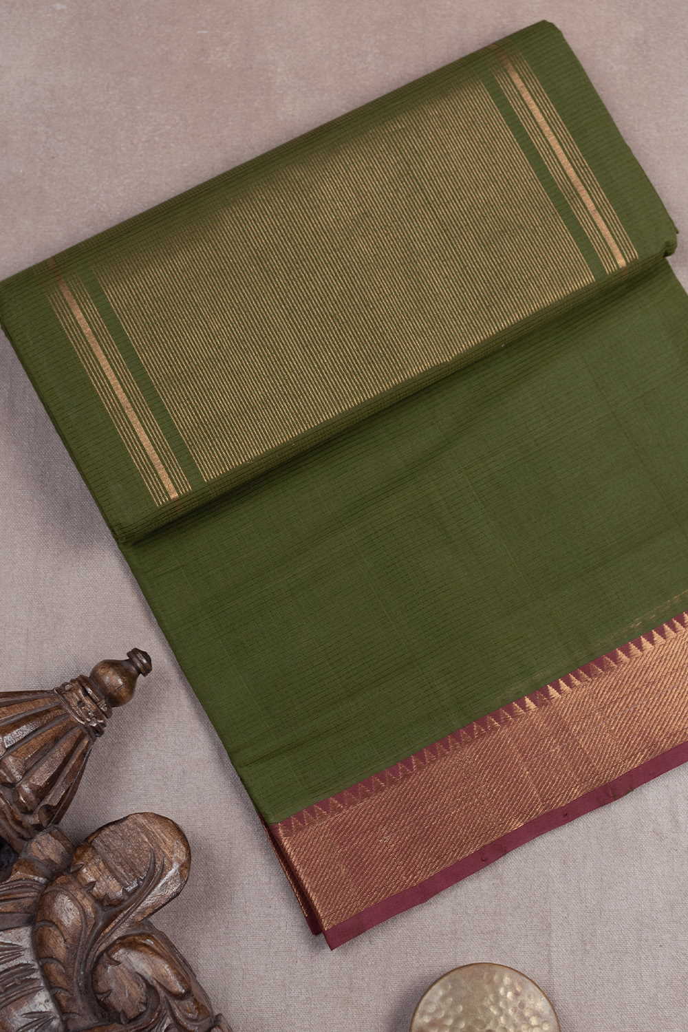Deep Avacado Green Mangalagiri Cotton saree
