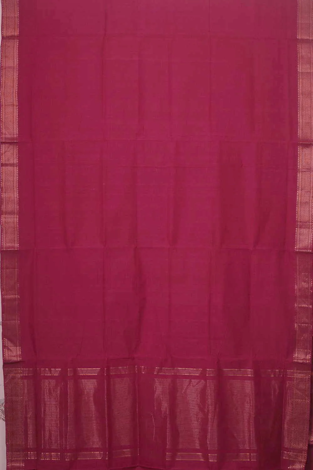 Cerise pink - Plain Mangalagiri Cotton saree - Image 2