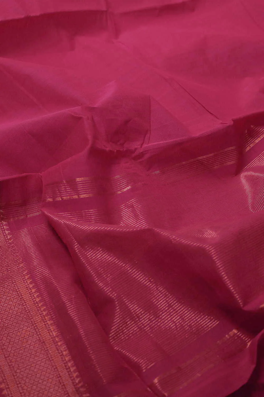 Cerise pink - Plain Mangalagiri Cotton saree - Image 3