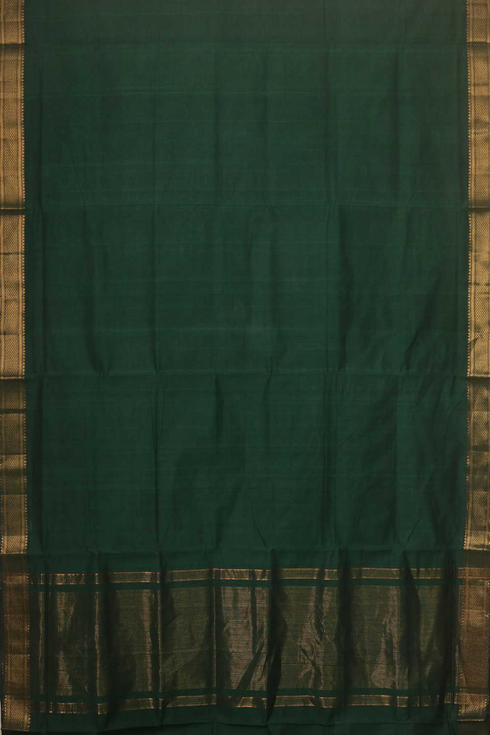 Leaf Green - Gold Zari Border Mangalagiri Cotton saree - Image 2