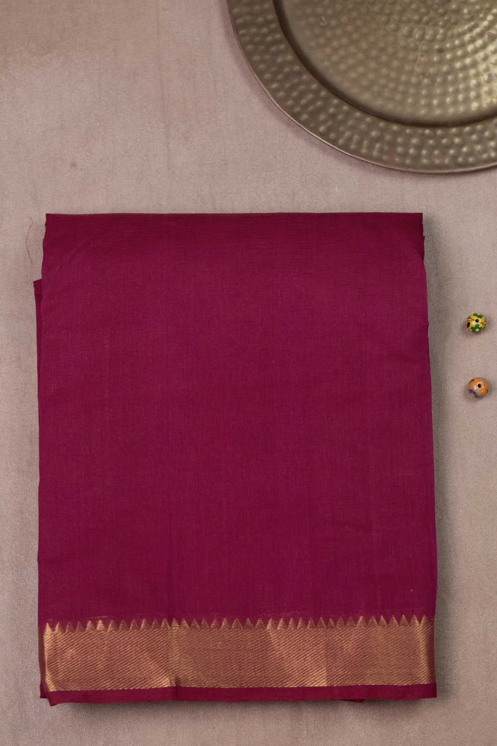 Pinkish Maroon Mangalagiri Cotton saree