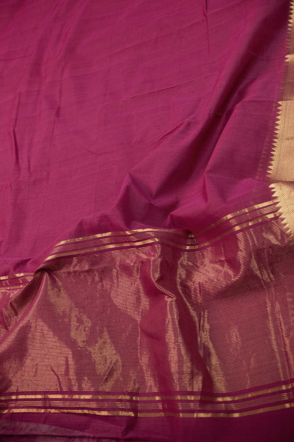 Pinkish Maroon Mangalagiri Cotton saree - Image 3