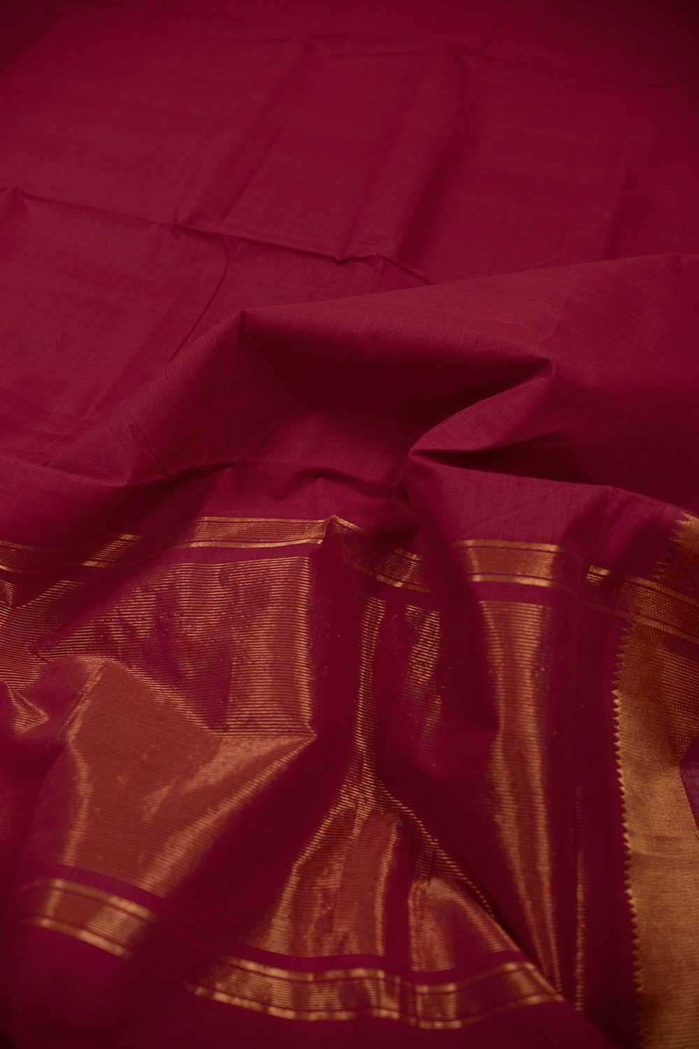 Deep Pink Mangalagiri Cotton saree - Image 3