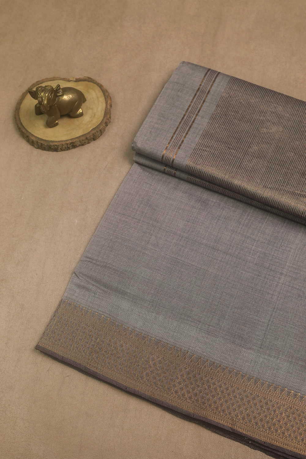 Zari Border - Grey Mangalagiri Cotton saree