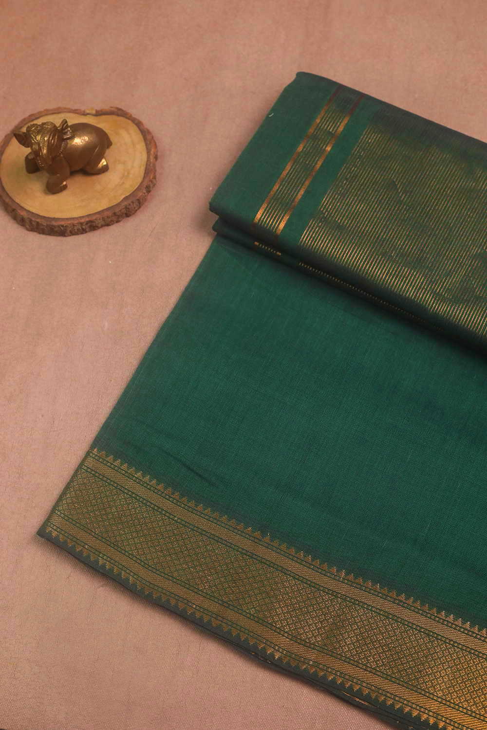 Deep Green Mangalagiri Cotton saree