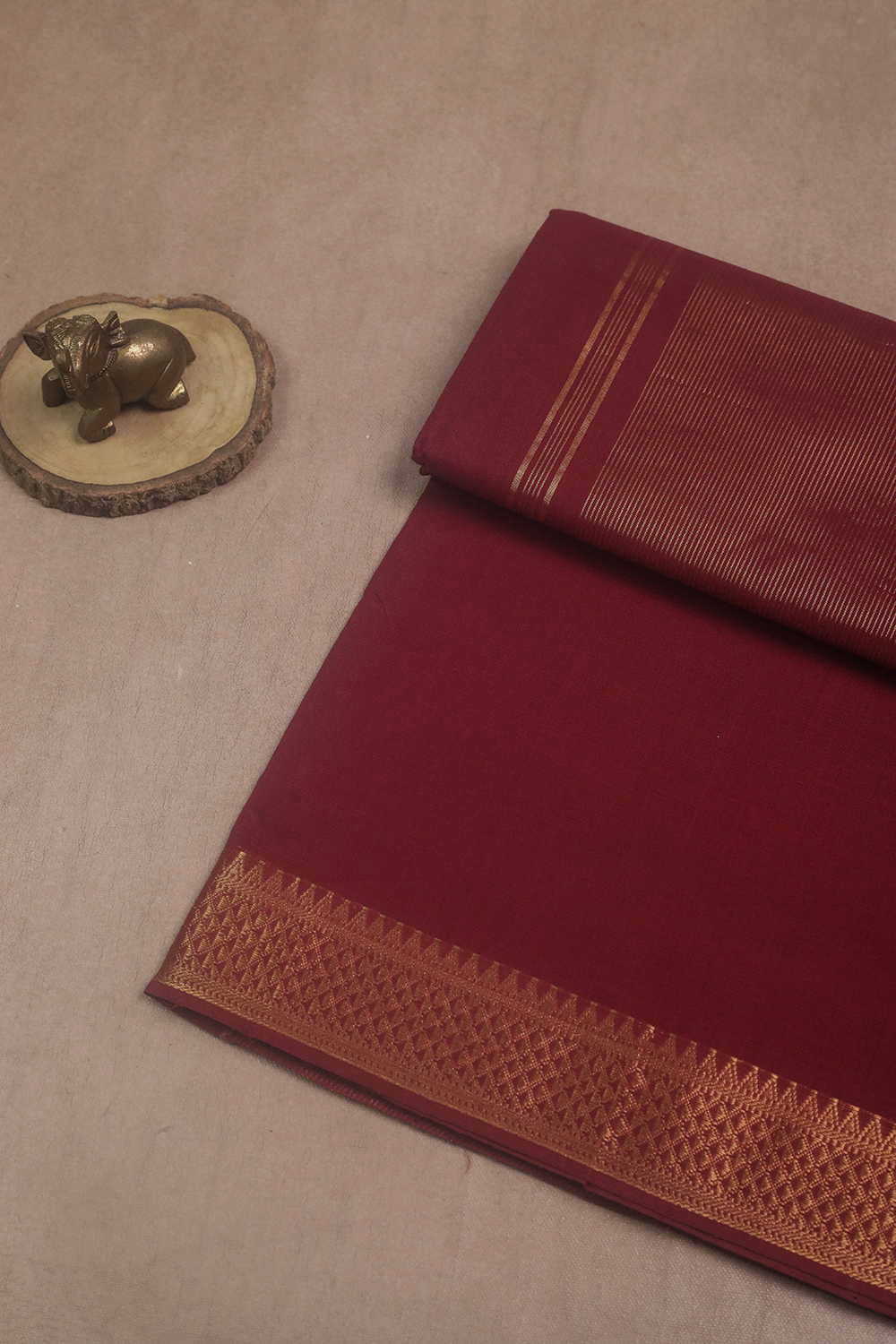 Mahogany Maroon Mangalagiri Cotton saree