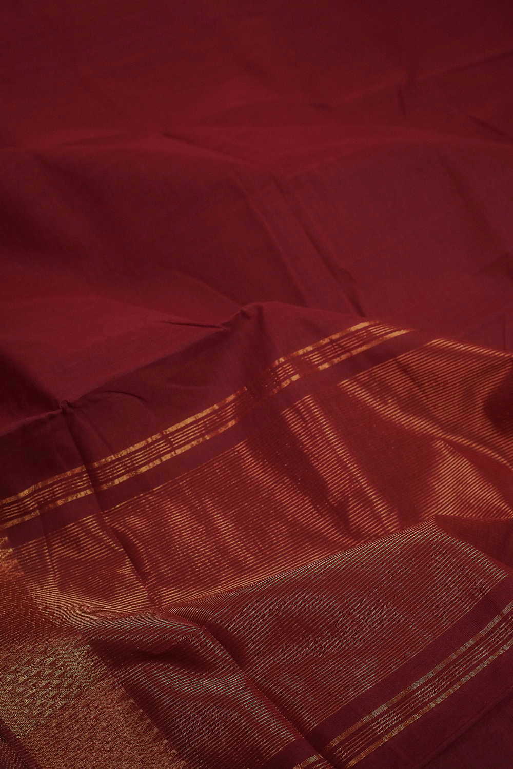 Mahogany Maroon Mangalagiri Cotton saree - Image 3