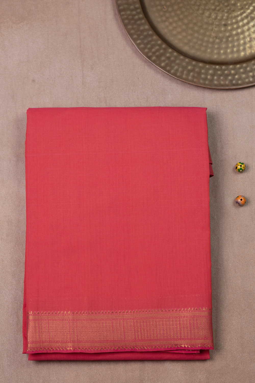 Darker Peach Mangalagiri Cotton saree