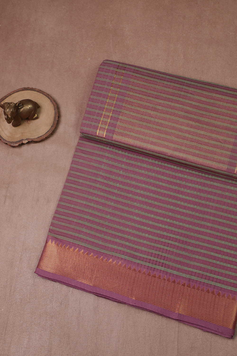 Purple & Green Missing Cheecks Mangalagiri saree