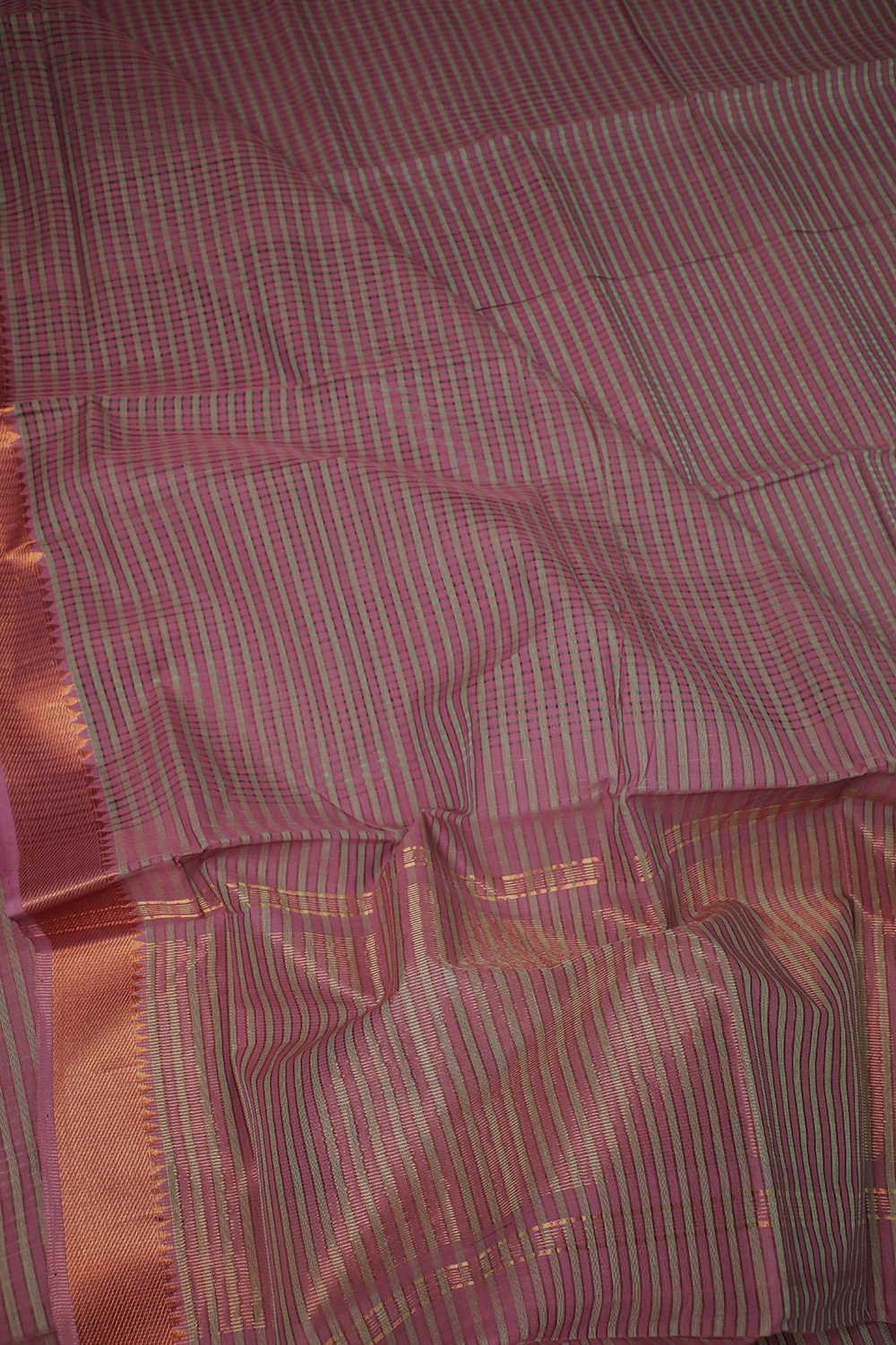 Purple & Green Missing Cheecks Mangalagiri saree - Image 3