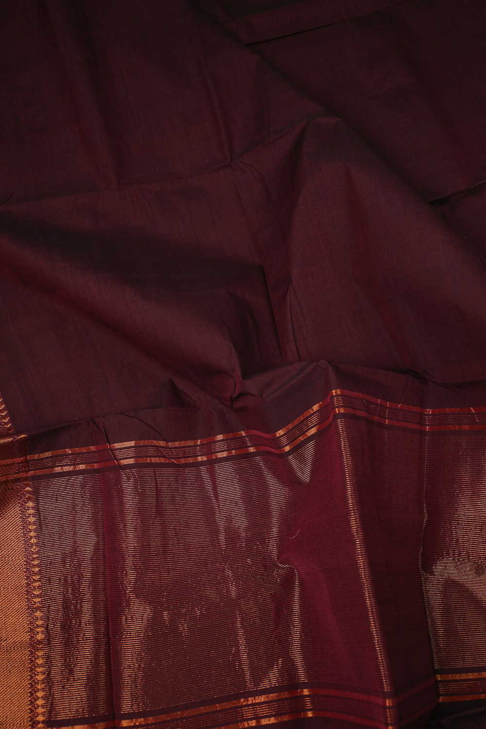 Mahogany Maroon Mangalagiri Cotton saree - Image 3
