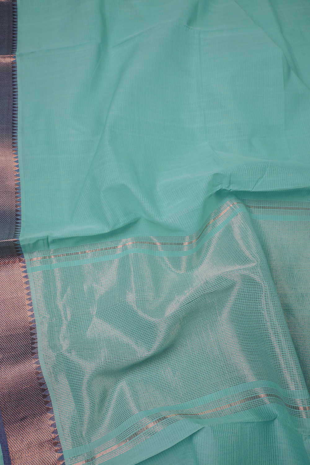Mint Green Mangalagiri Cotton saree - Image 3