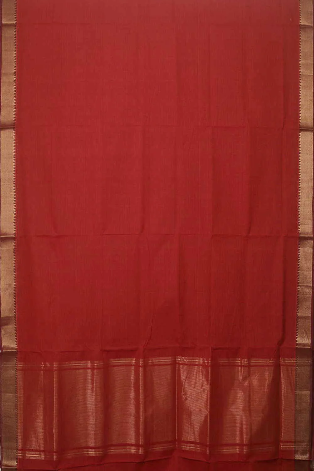 Bright Red - Missing Weave Mangalagiri Cotton saree - Image 3
