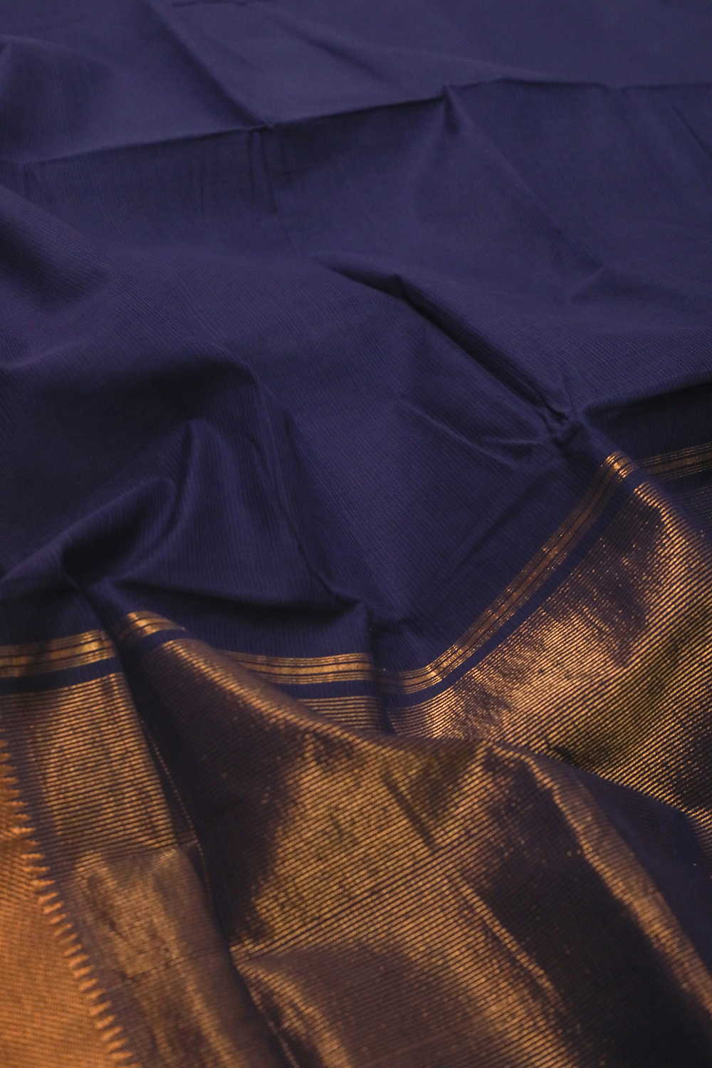 Midnight Blue - Missing Weave Mangalagiri Cotton saree - Image 3
