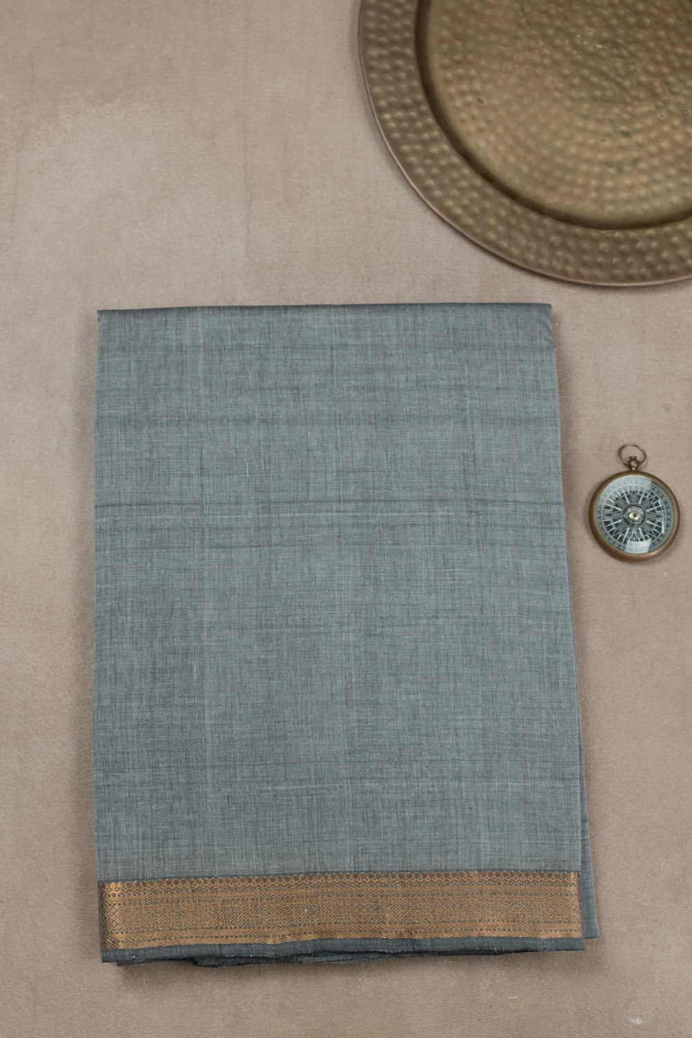 Ash Grey Mangalagiri Cotton saree