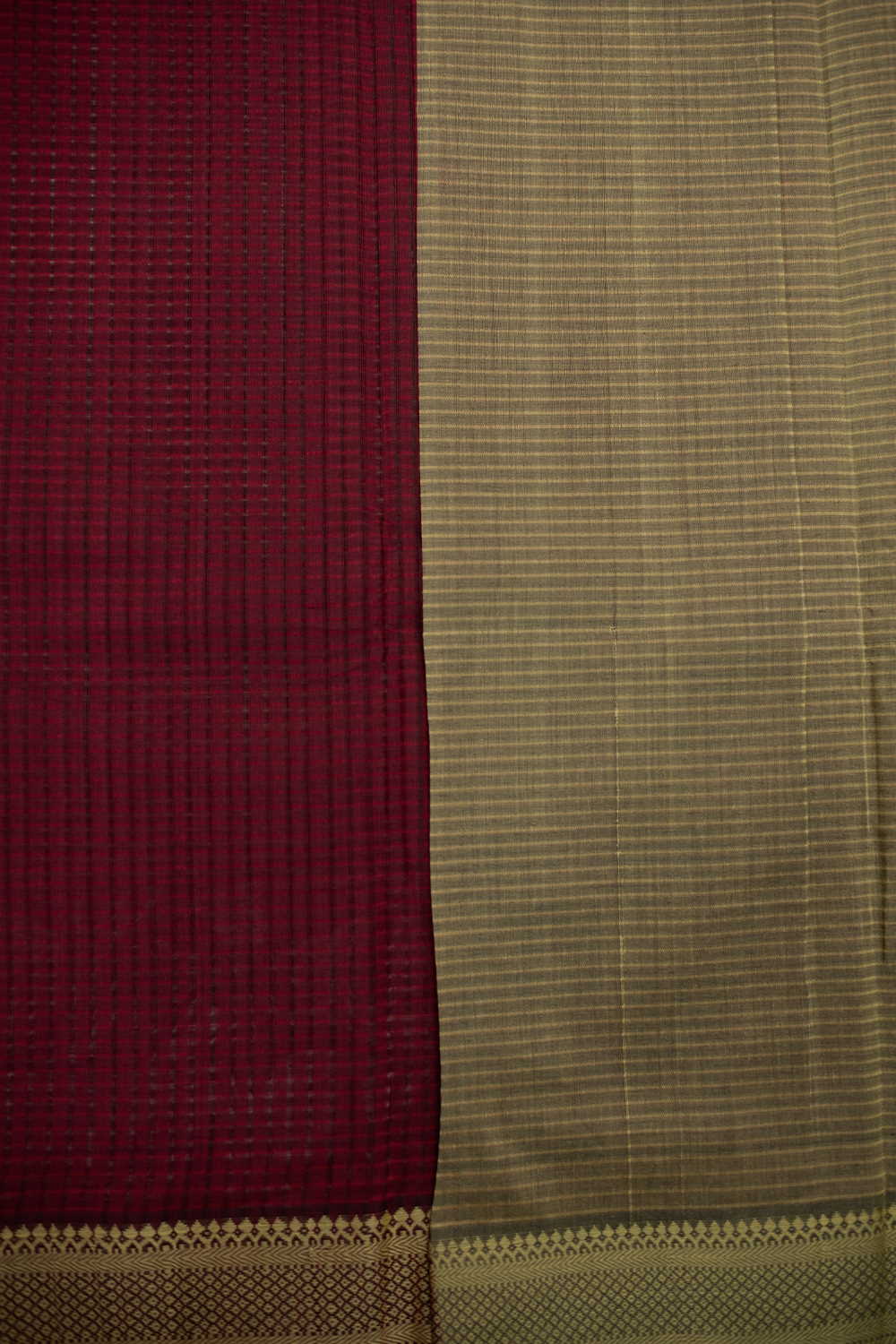 Dark Maroon Mangalagiri Cotton saree - Image 4