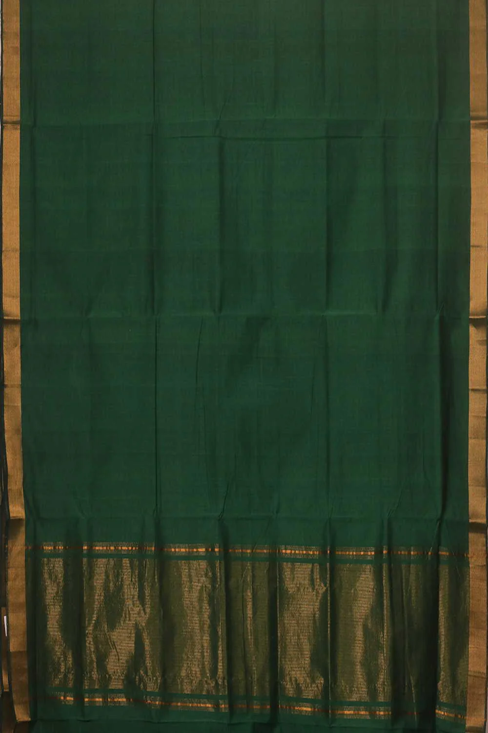 Leaf Green - Plain Mangalagiri Cotton saree - Image 3