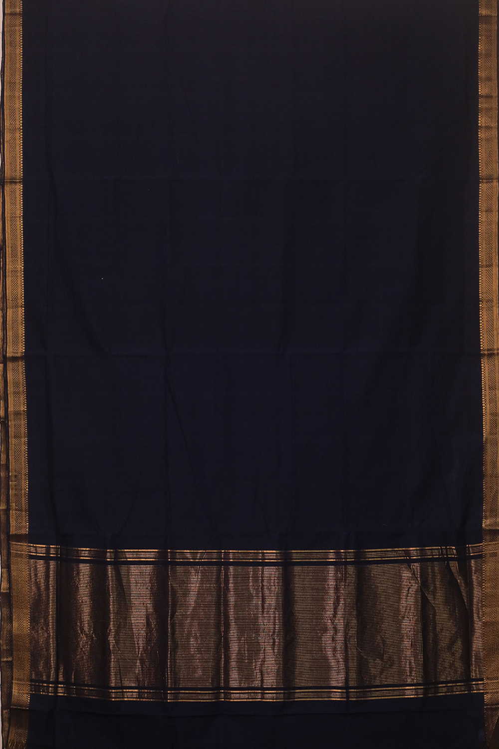 Marine Blue - Plain Mangalagiri Cotton saree - Image 3