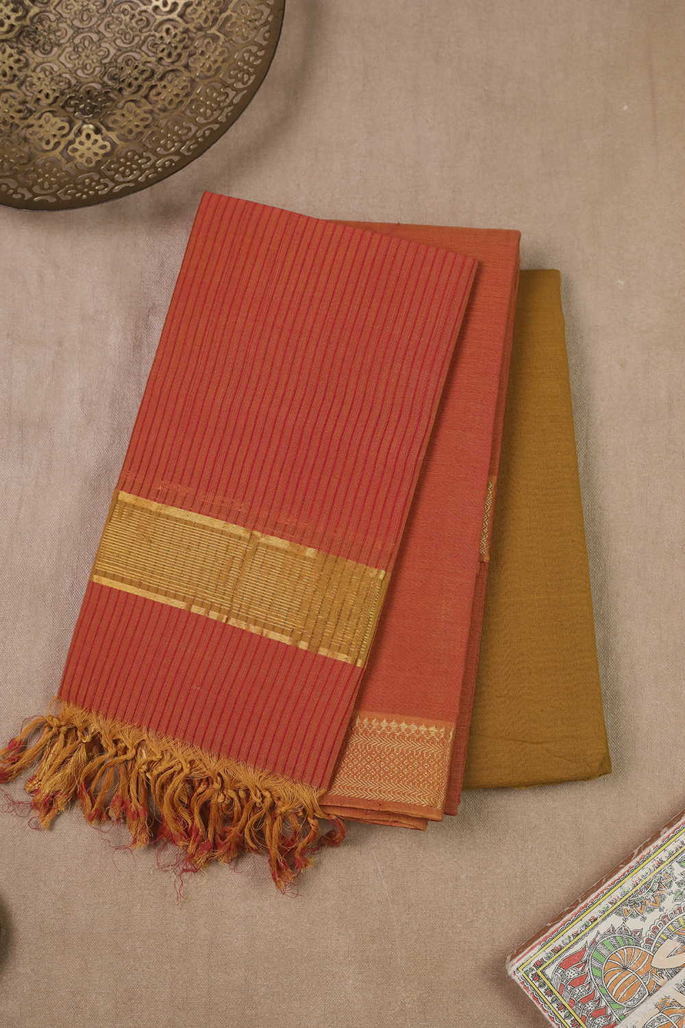 Burnt Orange Mangalagiri Cotton Suit