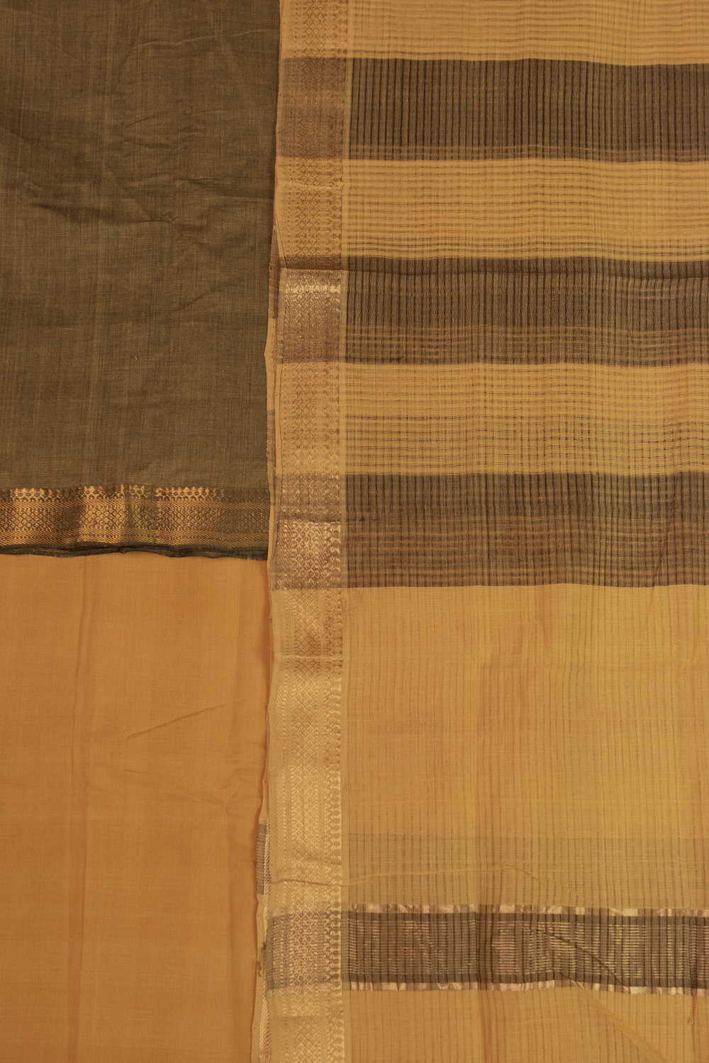 Rust Green Mangalagiri Cotton Suit - Image 3