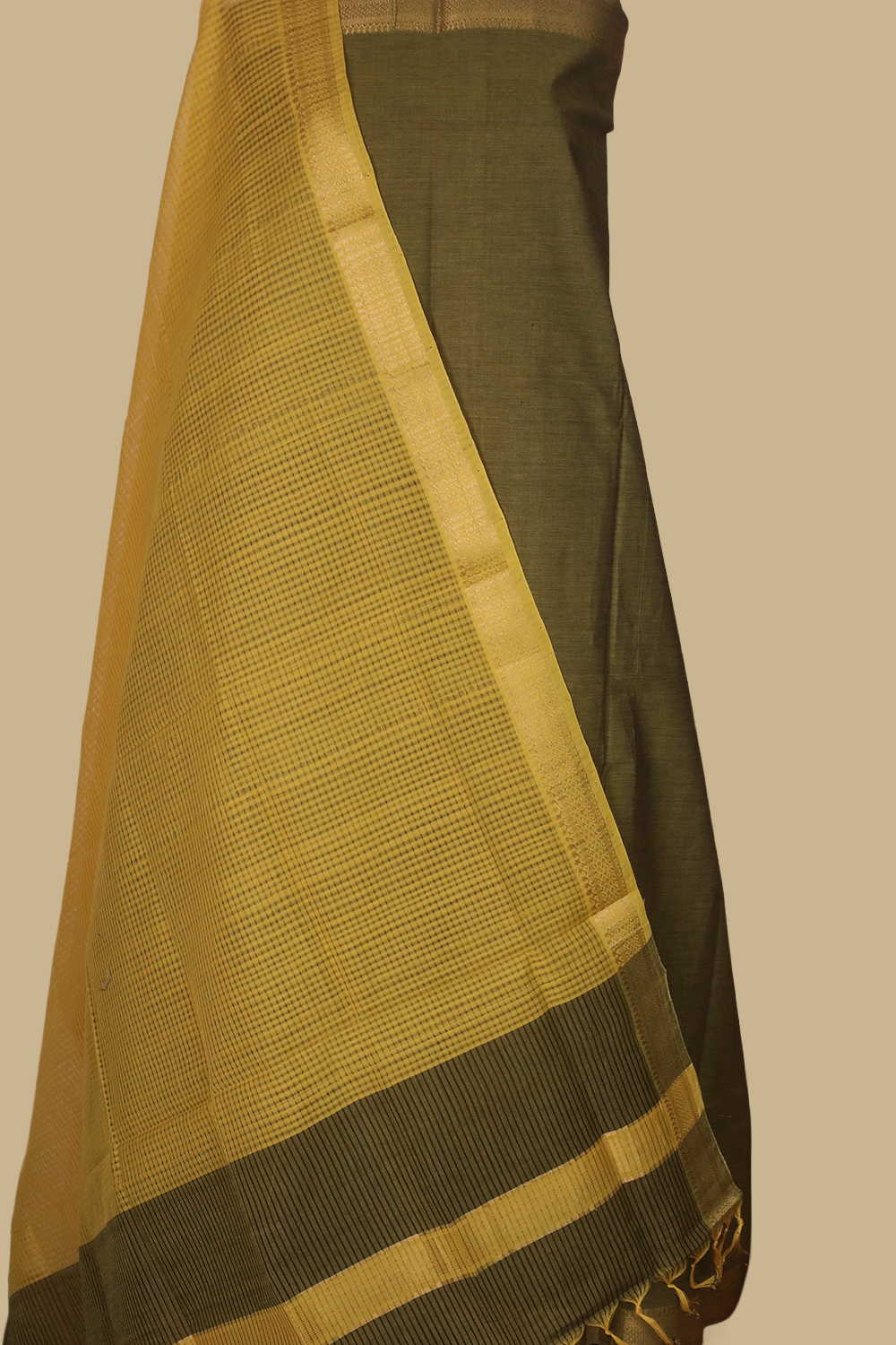 Algae Green Mangalagiri Cotton Suit - Image 2