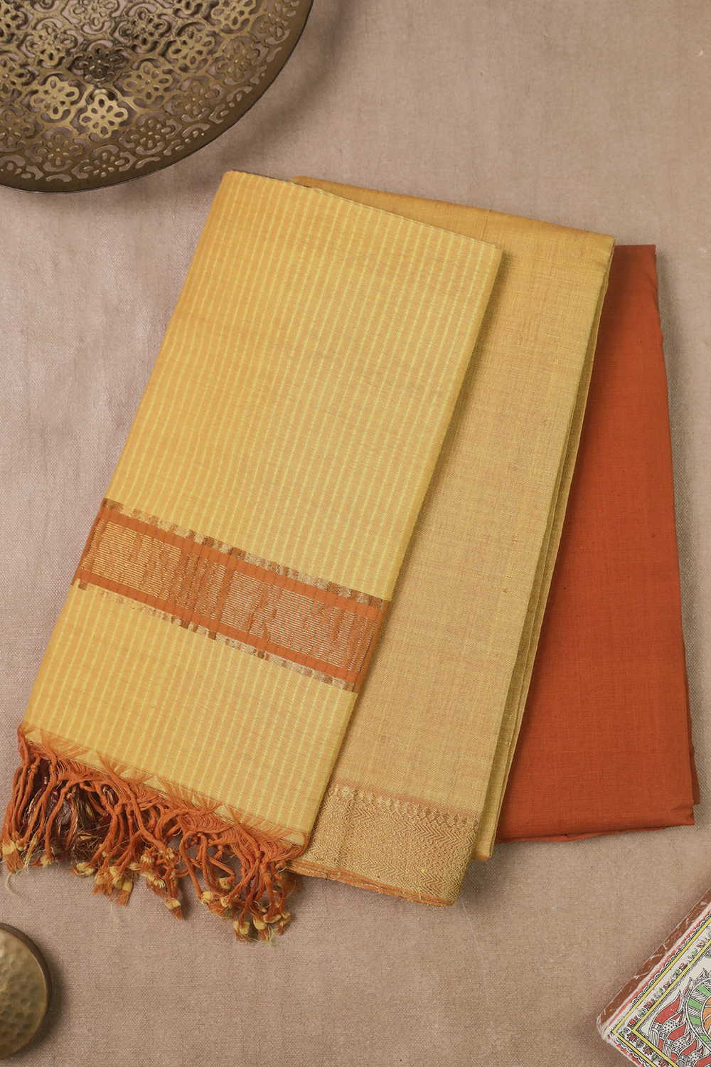 Golden Yellow Mangalagiri Cotton Suit