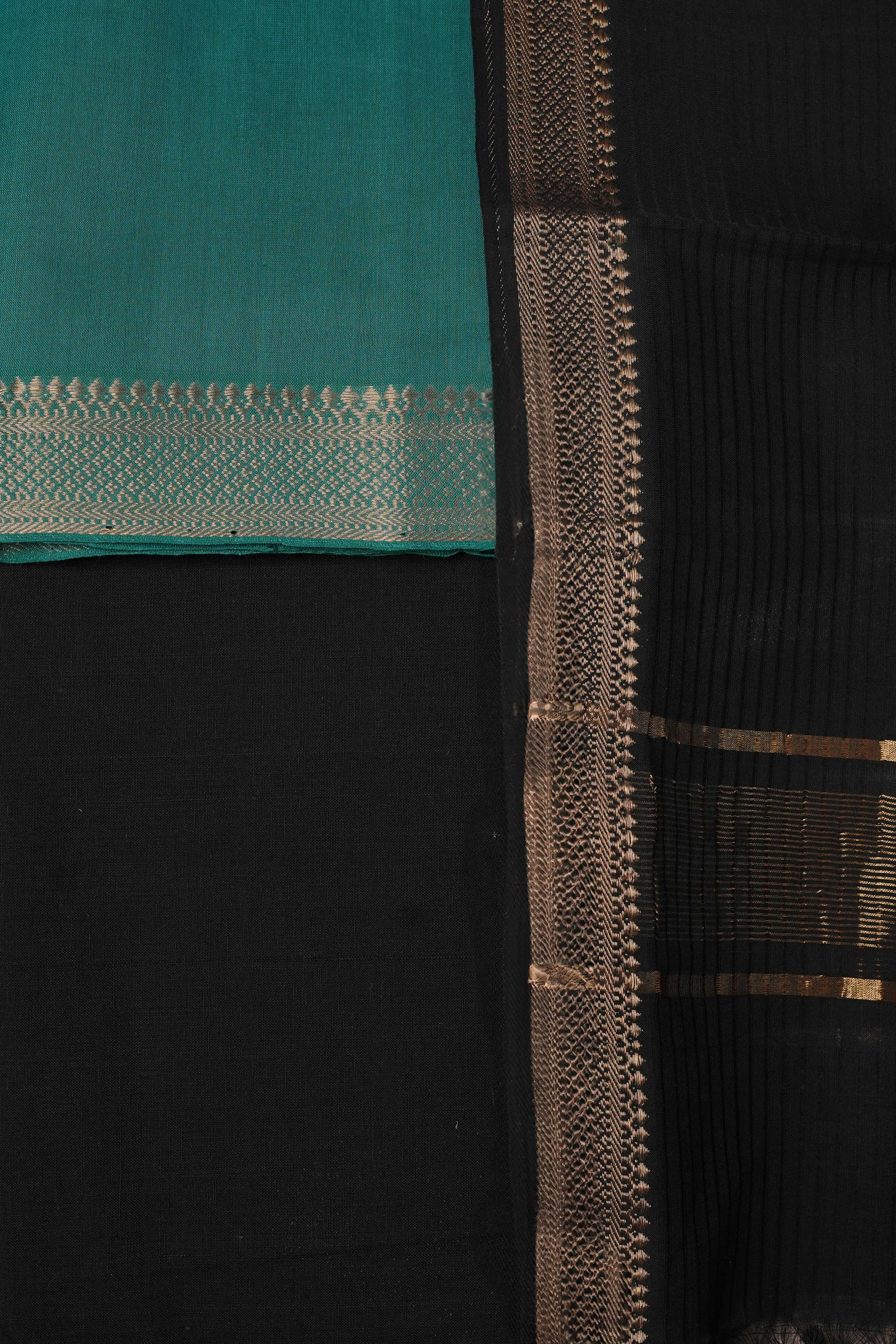 Peacock Green Mangalagiri Cotton Suit - Image 3