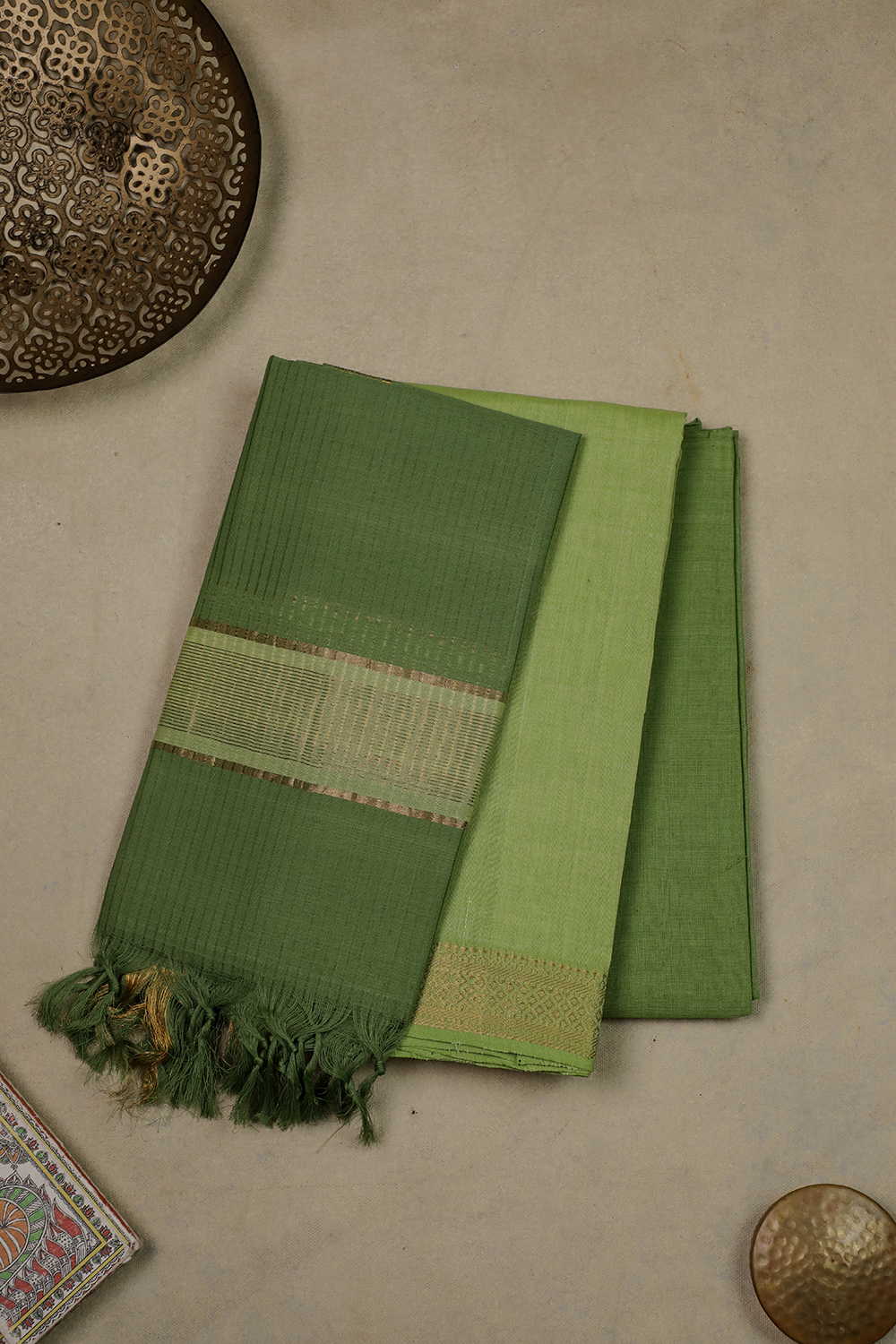 Parrott Green Mangalagiri Cotton Suit
