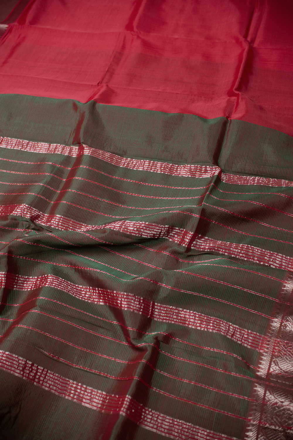 Red Mangalagiri Silk Cotton saree - Image 3