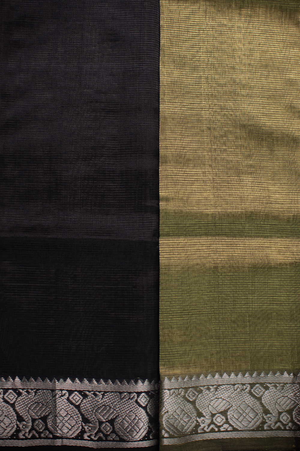 Black with Silver Border Mangalagiri Silk Cotton saree - Image 4