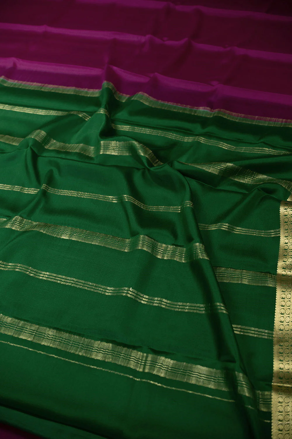 Magenta Pink Mysore Silk saree - Image 3