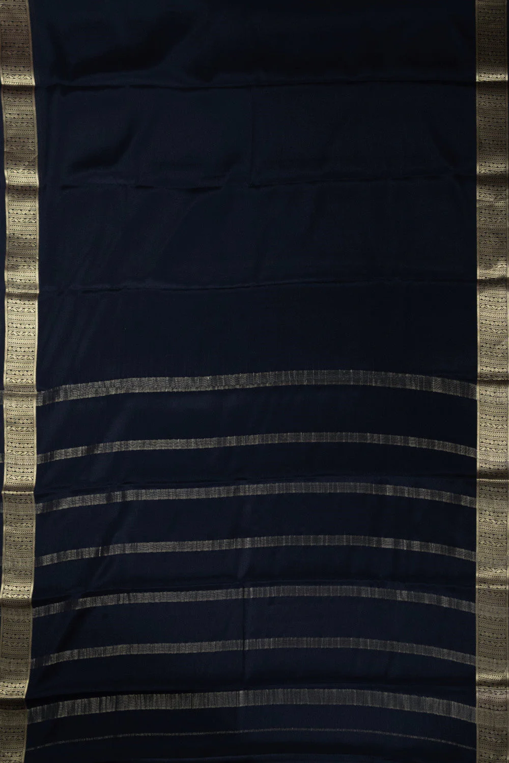 Bluish Black with Zari Border Pure Mysore Silk saree - Image 2