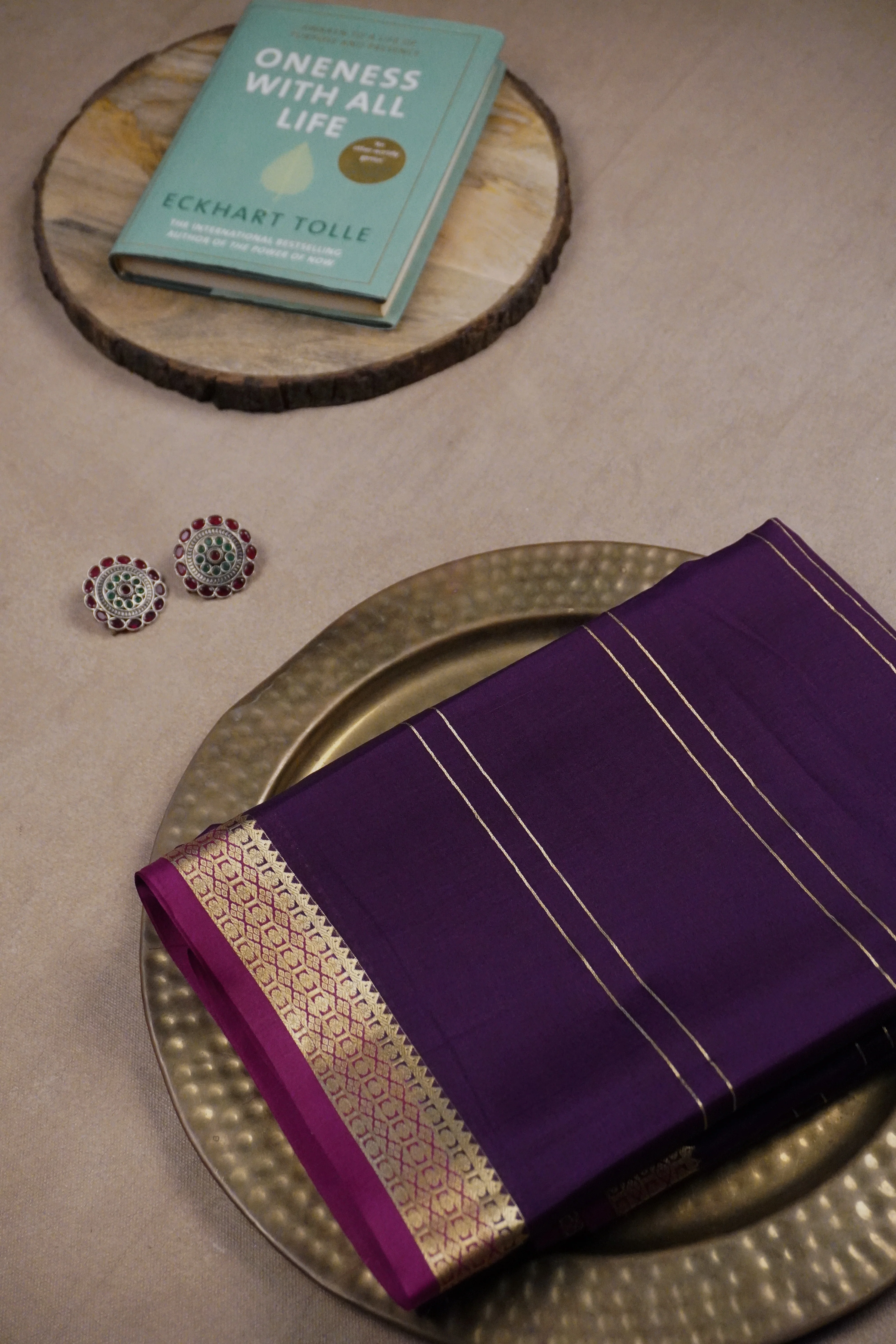 Wine Purple Mysore Pure Silk saree