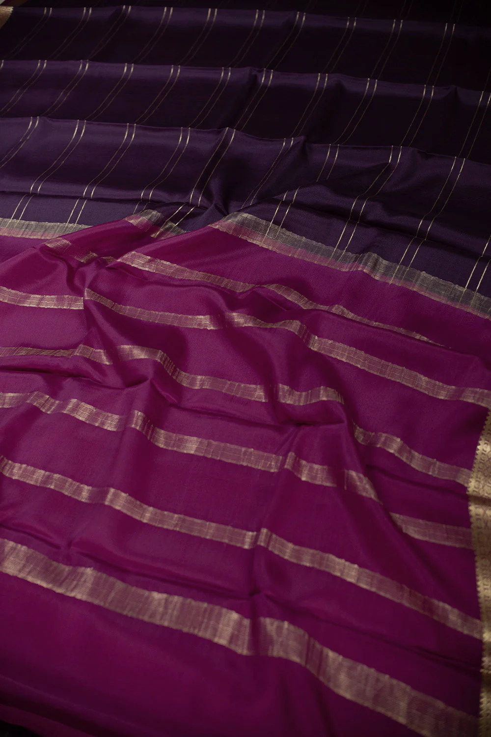 Wine Purple Mysore Pure Silk saree - Image 3