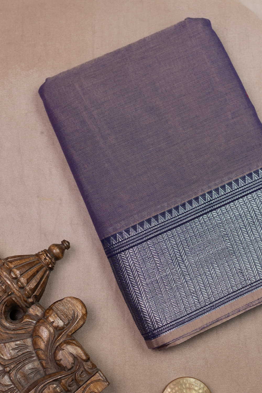 Silver Zari - Border Narayanpet Cotton Fabric