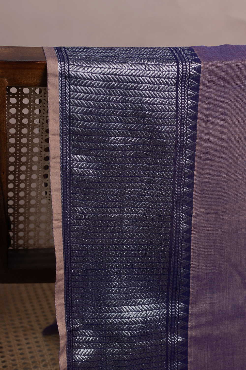 Silver Zari - Border Narayanpet Cotton Fabric - Image 3