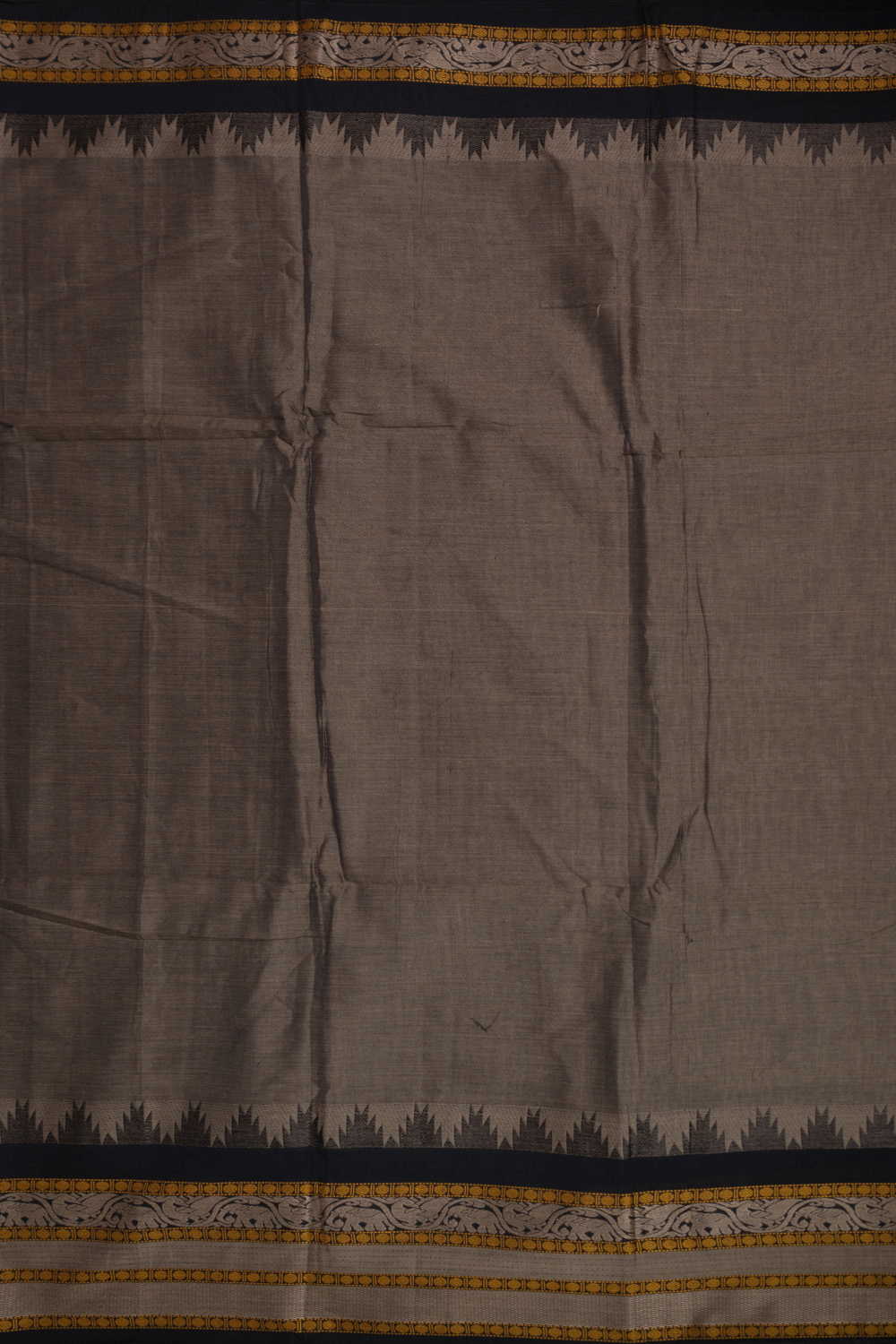 Mauve Grey Narayanpet Border Cotton Fabric - Image 4