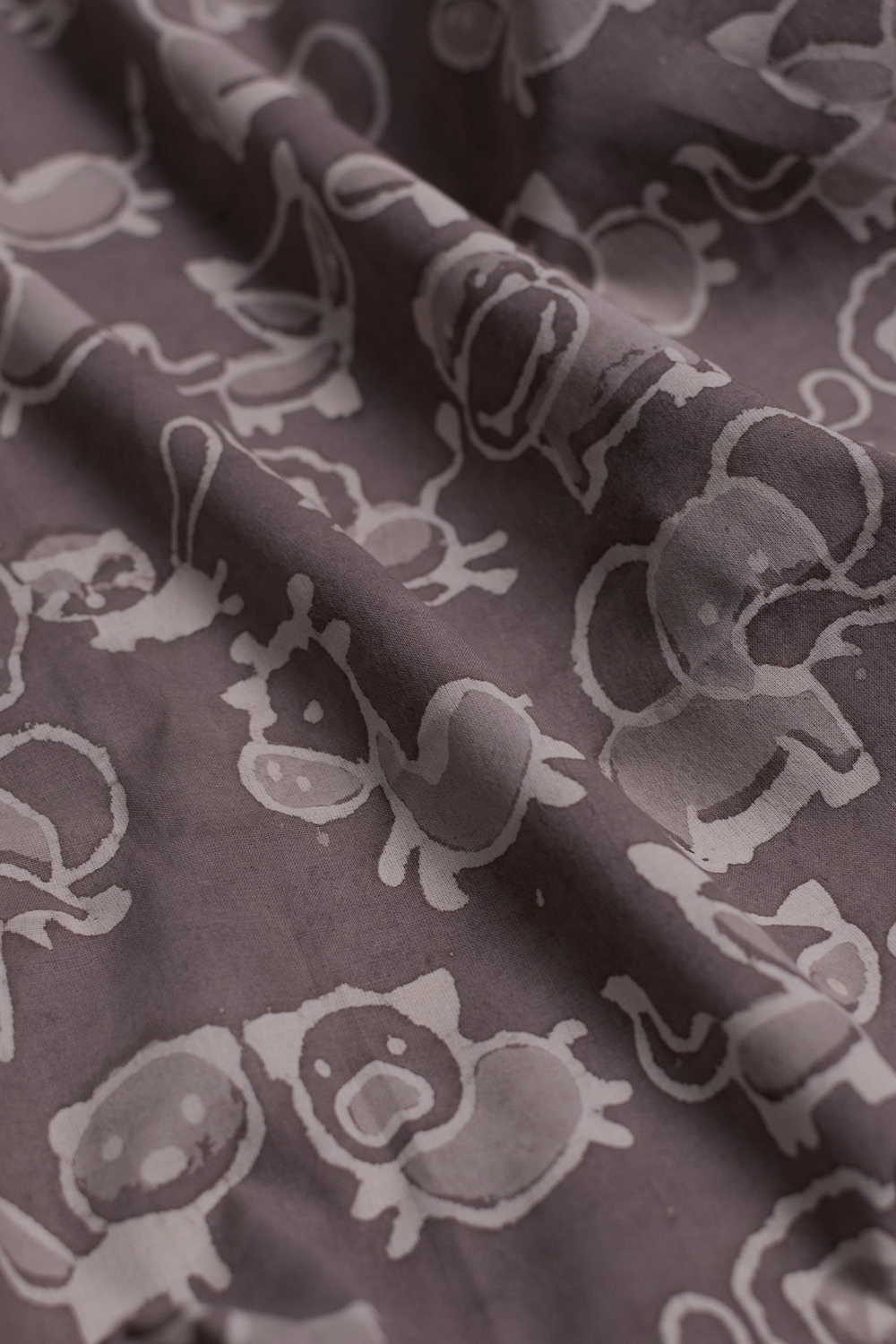Wild Animals - Grey Dabu Cotton Fabric - Image 3