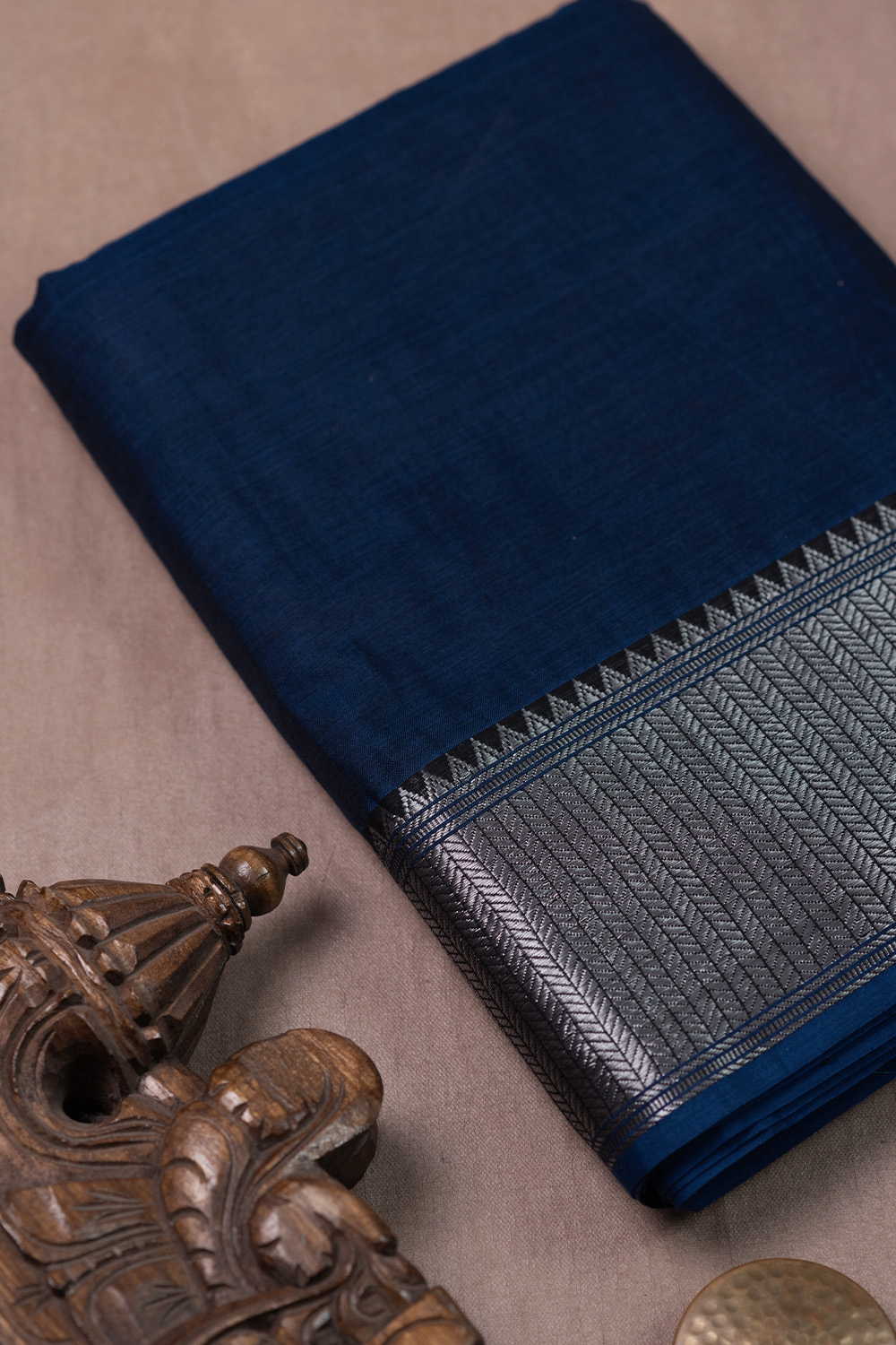 Silver Zari Border Narayanpet Cotton Fabric