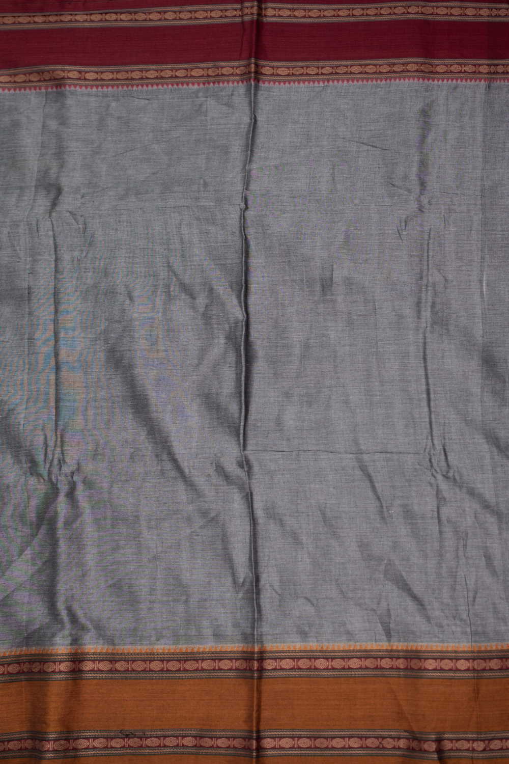 Grey Narayanpet Border Cotton Fabric - Image 4