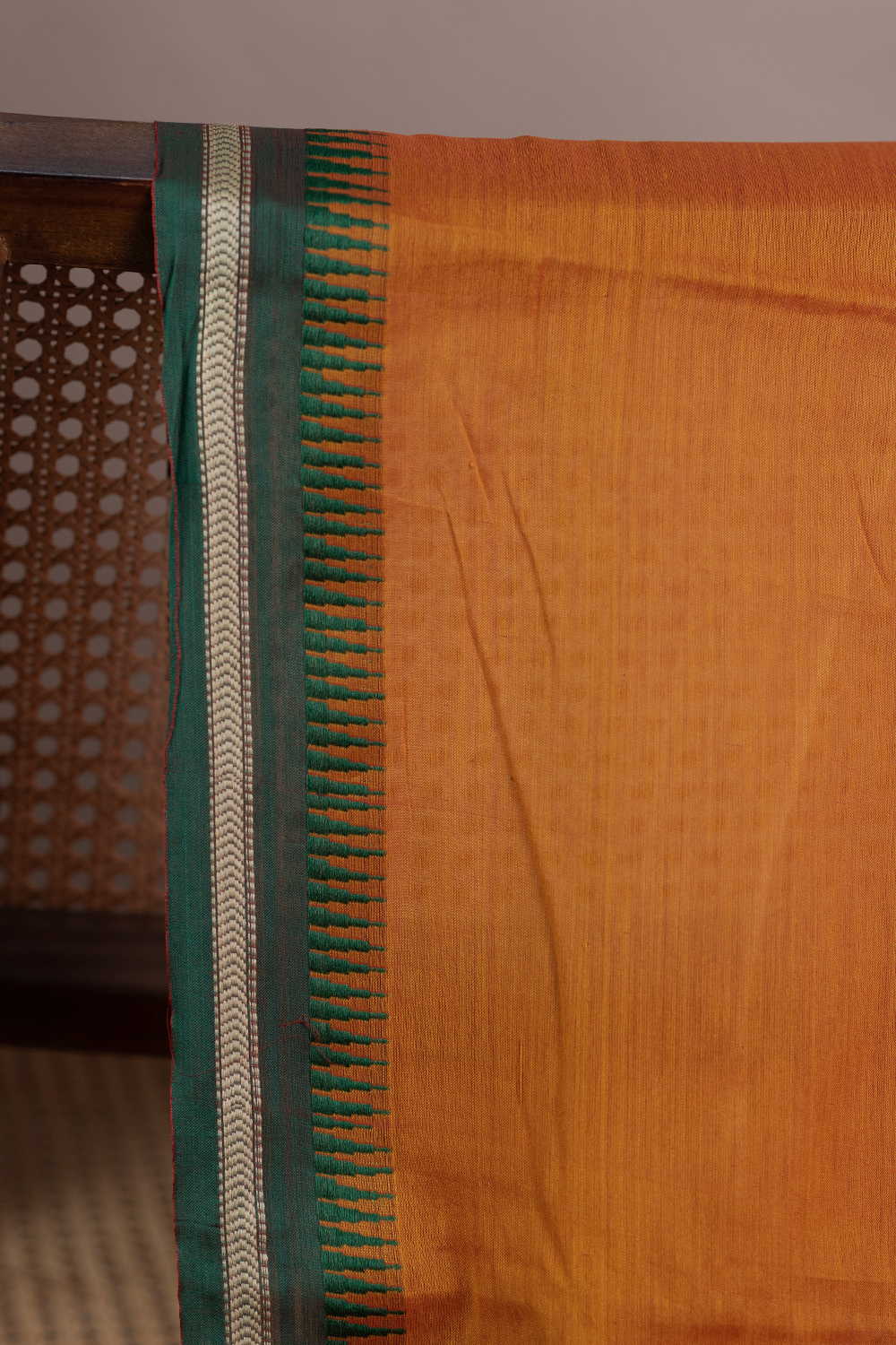Dark Orange Narayanpet Cotton Fabric - Image 2